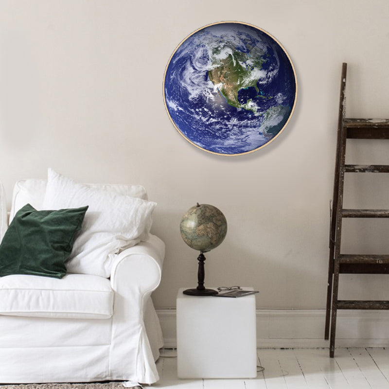 Outer Space Planet Wall Art Kids Textured Bedroom Canvas Print in Soft Color, Optional Sizes Clearhalo 'Art Gallery' 'Canvas Art' 'Kids' Arts' 1860648