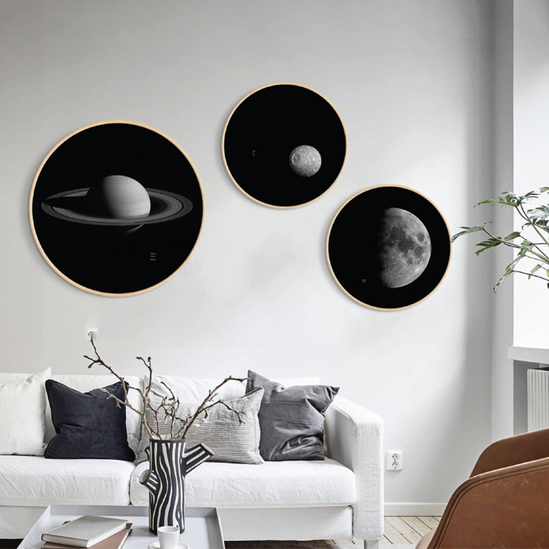 Dark Space Planet Canvas Print Textured Science Fiction Boys Bedroom Wall Art Decor Clearhalo 'Art Gallery' 'Canvas Art' 'Kids' Arts' 1860650