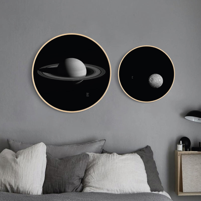 Dark Space Planet Canvas Print Textured Science Fiction Boys Bedroom Wall Art Decor Clearhalo 'Art Gallery' 'Canvas Art' 'Kids' Arts' 1860651