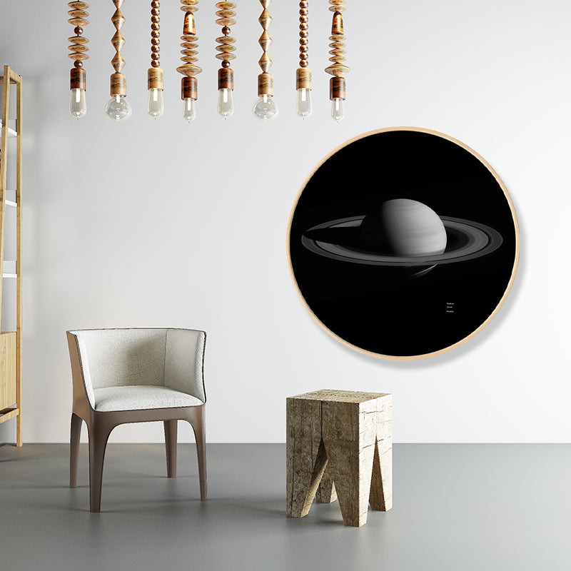 Dark Space Planet Canvas Print Textured Science Fiction Boys Bedroom Wall Art Decor Dark Gray Clearhalo 'Art Gallery' 'Canvas Art' 'Kids' Arts' 1860652