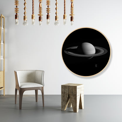 Dark Space Planet Canvas Print Textured Science Fiction Boys Bedroom Wall Art Decor Dark Gray Clearhalo 'Art Gallery' 'Canvas Art' 'Kids' Arts' 1860652
