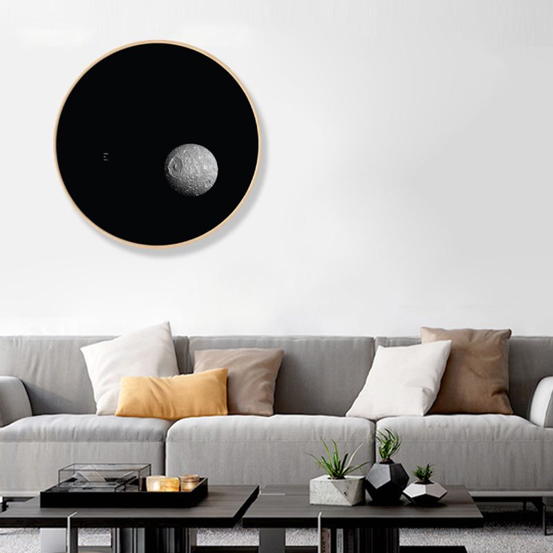 Dark Space Planet Canvas Print Textured Science Fiction Boys Bedroom Wall Art Decor Clearhalo 'Art Gallery' 'Canvas Art' 'Kids' Arts' 1860658