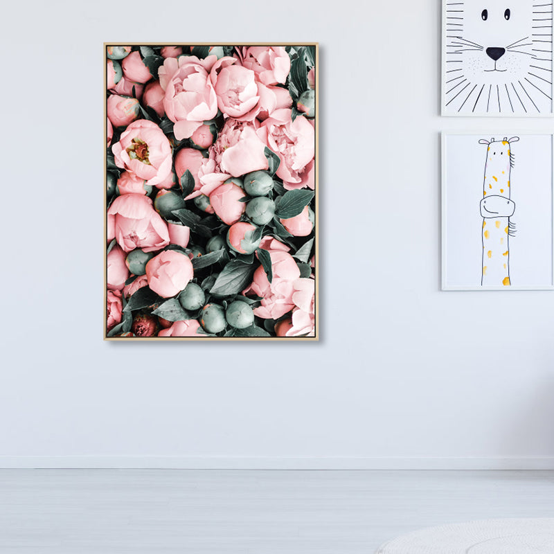 Beautiful Peony Buds Canvas Wall Art for Girls Bedroom, Pink, Multiple Sizes Available Pink Clearhalo 'Arts' 'Canvas Art' 1860664