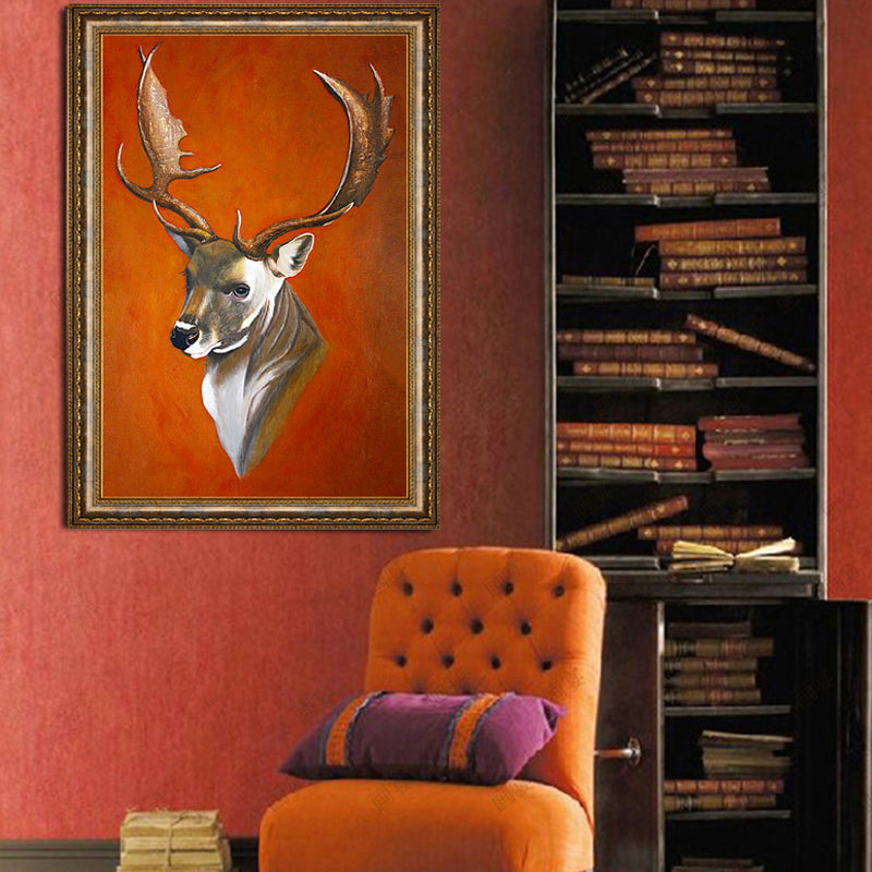 Reindeer Pattern Canvas Print Brown Rustic Stylish Wall Art Decor for Living Room Brown Clearhalo 'Art Gallery' 'Canvas Art' 'Country Art Gallery' 'French Country' 'Rustic' Arts' 1860713