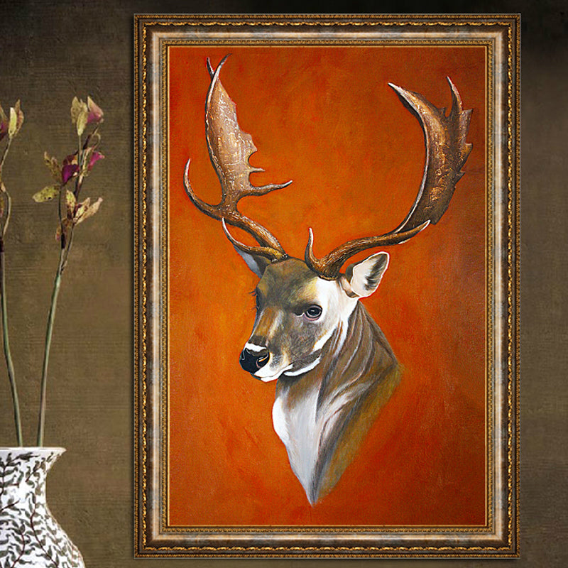 Reindeer Pattern Canvas Print Brown Rustic Stylish Wall Art Decor for Living Room Clearhalo 'Art Gallery' 'Canvas Art' 'Country Art Gallery' 'French Country' 'Rustic' Arts' 1860714