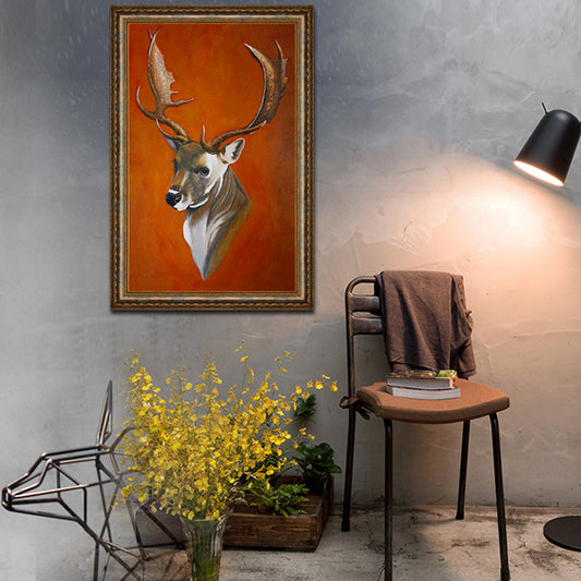 Reindeer Pattern Canvas Print Brown Rustic Stylish Wall Art Decor for Living Room Clearhalo 'Art Gallery' 'Canvas Art' 'Country Art Gallery' 'French Country' 'Rustic' Arts' 1860715