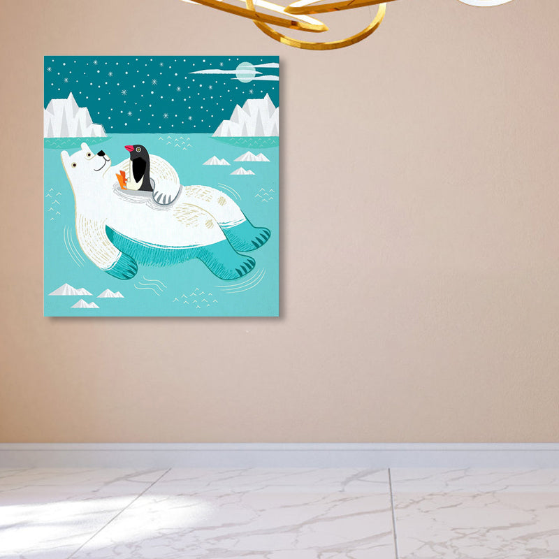 Sea Animals Wrapped Canvas Children's Art Textured Wall Decor in Soft Color for Kids Room Clearhalo 'Art Gallery' 'Canvas Art' 'Kids' Arts' 1860720