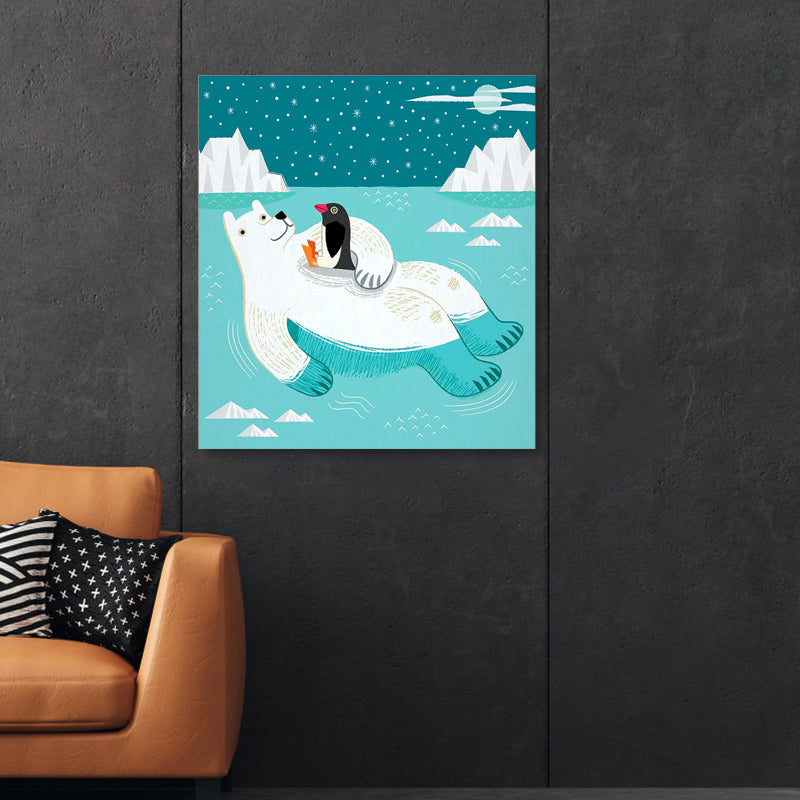 Sea Animals Wrapped Canvas Children's Art Textured Wall Decor in Soft Color for Kids Room Clearhalo 'Art Gallery' 'Canvas Art' 'Kids' Arts' 1860721