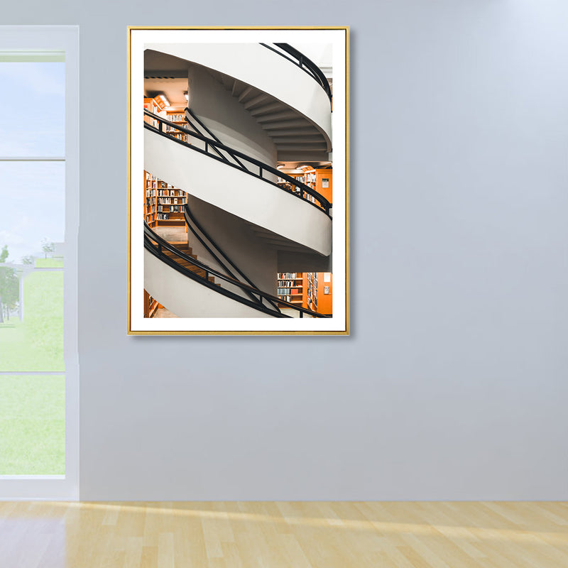 Architecture Interior View Canvas Art Soft Color Contemporary Wall Decor for Home Brown Clearhalo 'Art Gallery' 'Canvas Art' 'Contemporary Art Gallery' 'Modern' Arts' 1860730