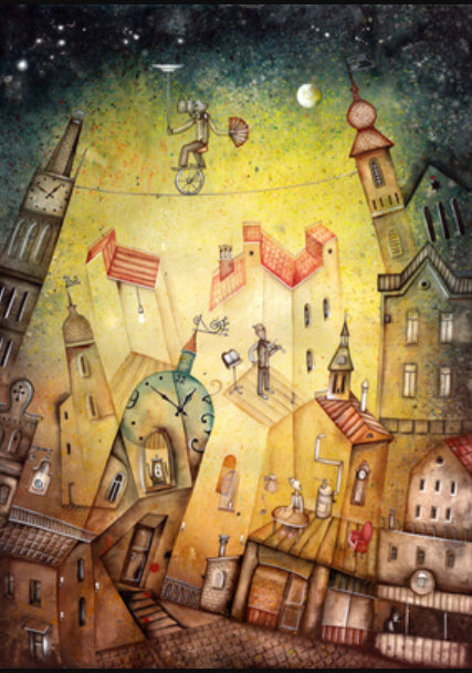 Soft Color Novel Building Wall Decor Illustration Modern Textured Canvas for Family Room Yellow Clearhalo 'Art Gallery' 'Canvas Art' 'Contemporary Art Gallery' 'Modern' Arts' 1860769