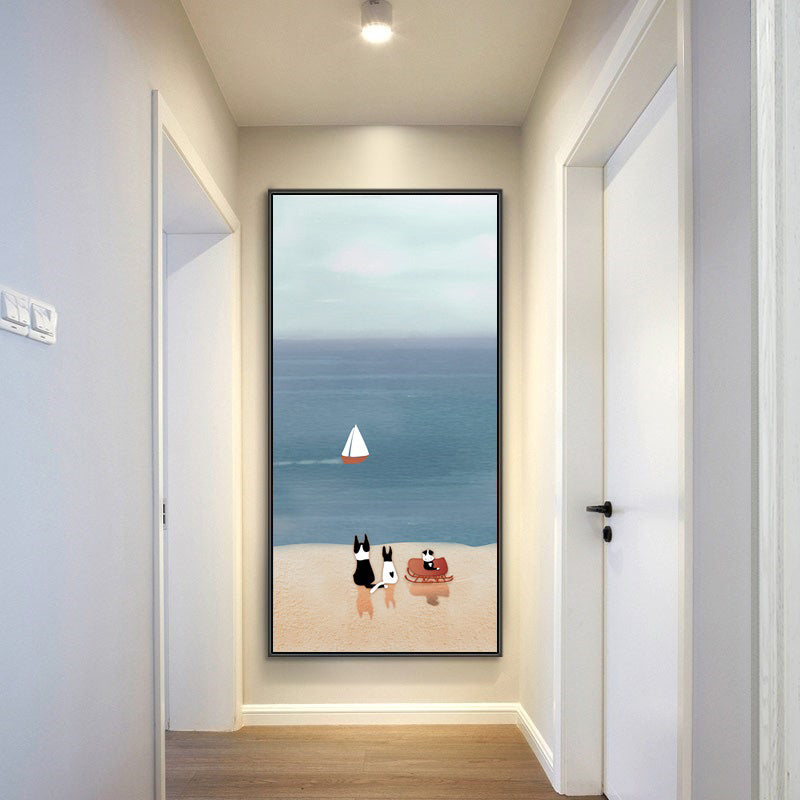 Illustration Pet Canvas Art Kids Style Beautiful Scenery Wall Decor in Pastel Color Clearhalo 'Art Gallery' 'Canvas Art' 'Kids' Arts' 1860810