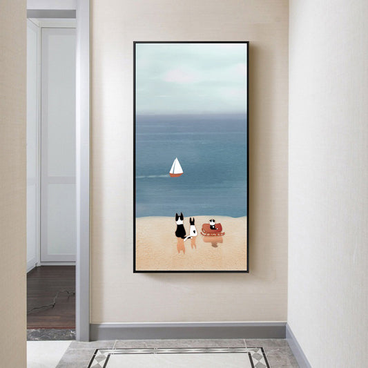 Illustration Pet Canvas Art Kids Style Beautiful Scenery Wall Decor in Pastel Color Clearhalo 'Art Gallery' 'Canvas Art' 'Kids' Arts' 1860811