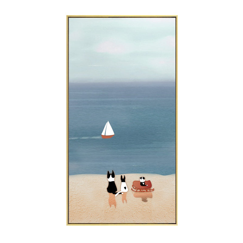 Illustration Pet Canvas Art Kids Style Beautiful Scenery Wall Decor in Pastel Color Clearhalo 'Art Gallery' 'Canvas Art' 'Kids' Arts' 1860812
