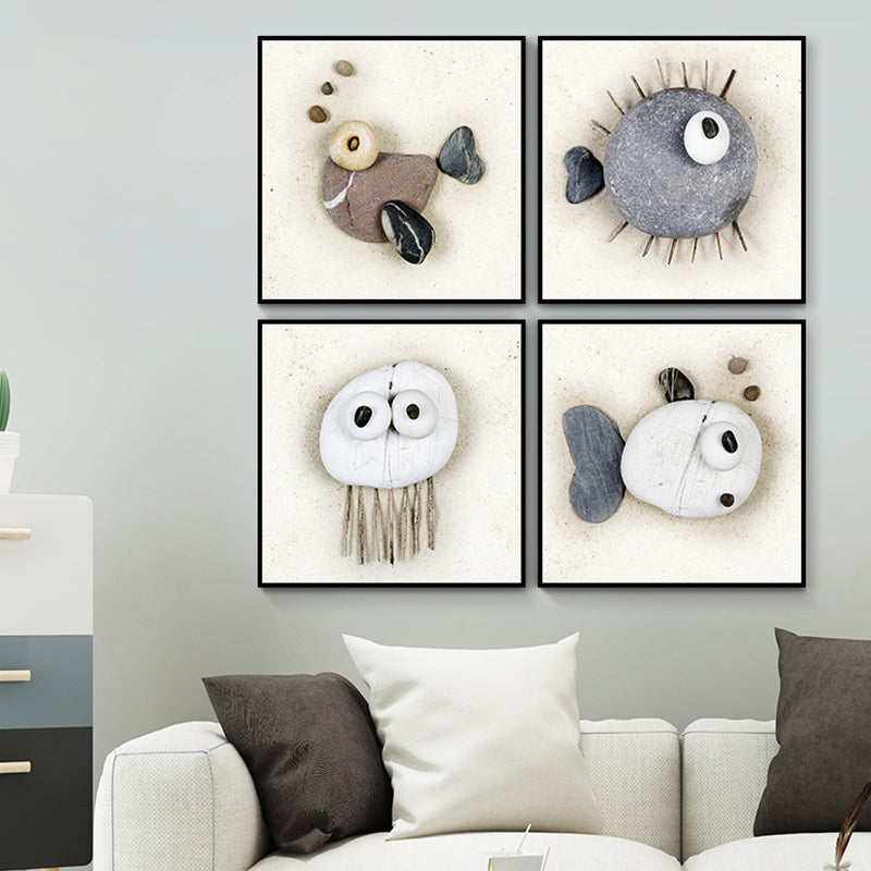 Soft Color Fish Canvas Sea Animal Children's Art Textured Wall Decor for Guest Room Clearhalo 'Art Gallery' 'Canvas Art' 'Kids' Arts' 1860908