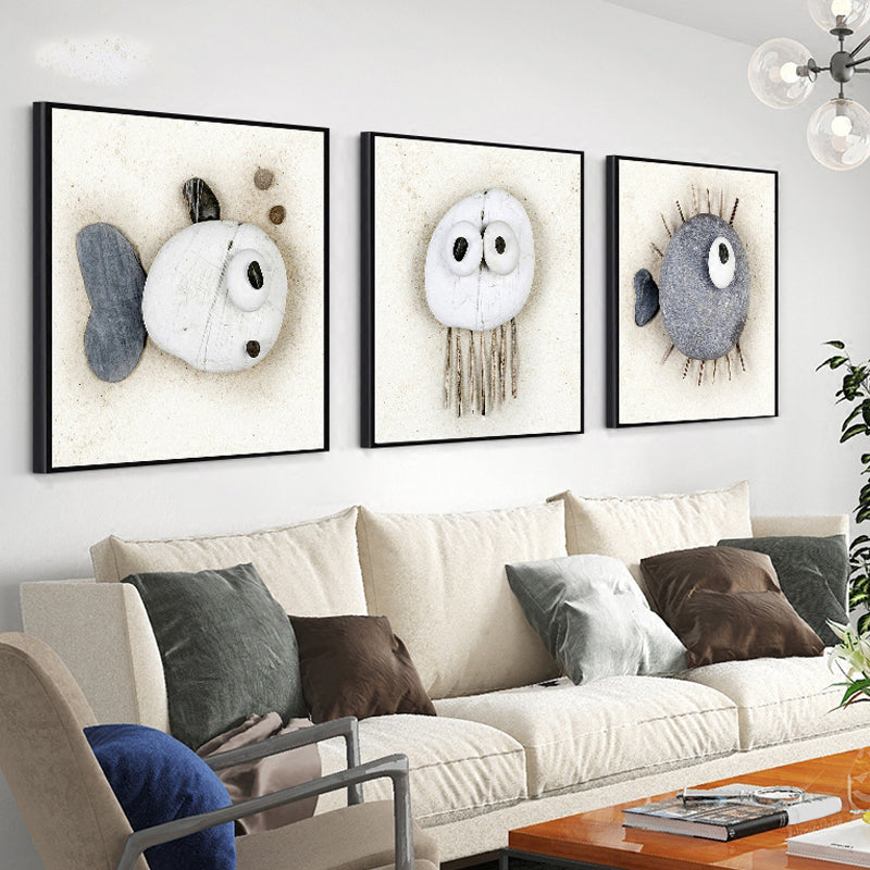 Soft Color Fish Canvas Sea Animal Children's Art Textured Wall Decor for Guest Room Clearhalo 'Art Gallery' 'Canvas Art' 'Kids' Arts' 1860909