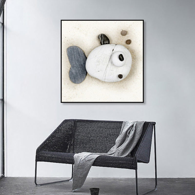 Soft Color Fish Canvas Sea Animal Children's Art Textured Wall Decor for Guest Room White Clearhalo 'Art Gallery' 'Canvas Art' 'Kids' Arts' 1860910