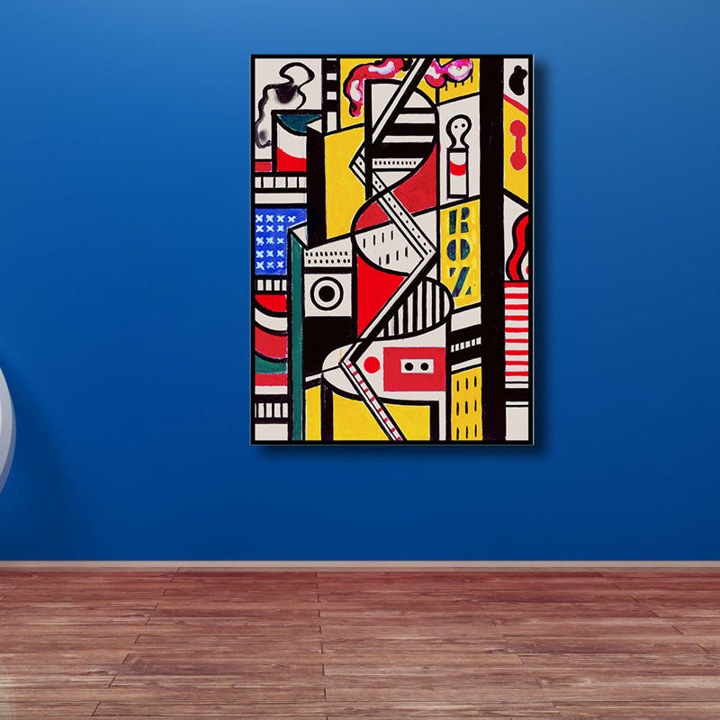 Pop Art Abstract Canvas Print Textured Light Color Wall Decor for House Interior Yellow Clearhalo 'Arts' 'Canvas Art' 1860927