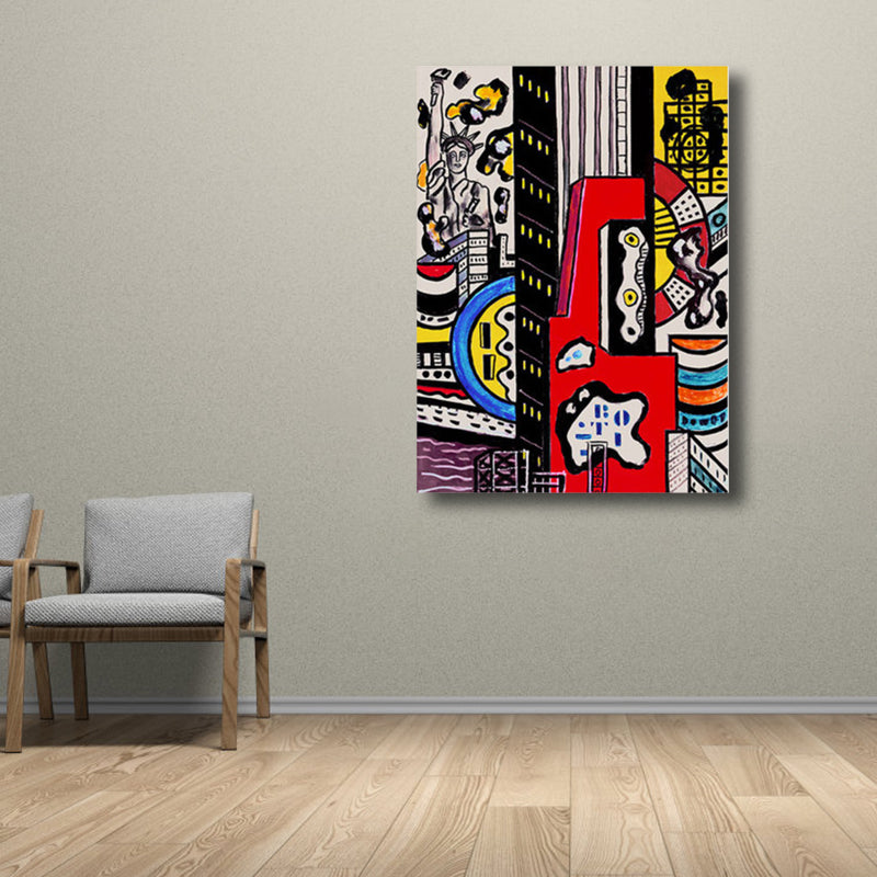Pop Art Abstract Canvas Print Textured Light Color Wall Decor for House Interior Red Clearhalo 'Arts' 'Canvas Art' 1860933