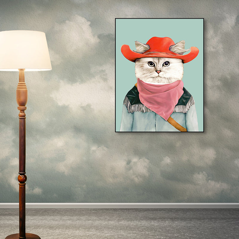 Personified Animal Canvas Children's Art Creature Painting in Light Color for Guest Room Clearhalo 'Art Gallery' 'Canvas Art' 'Kids' Arts' 1860957