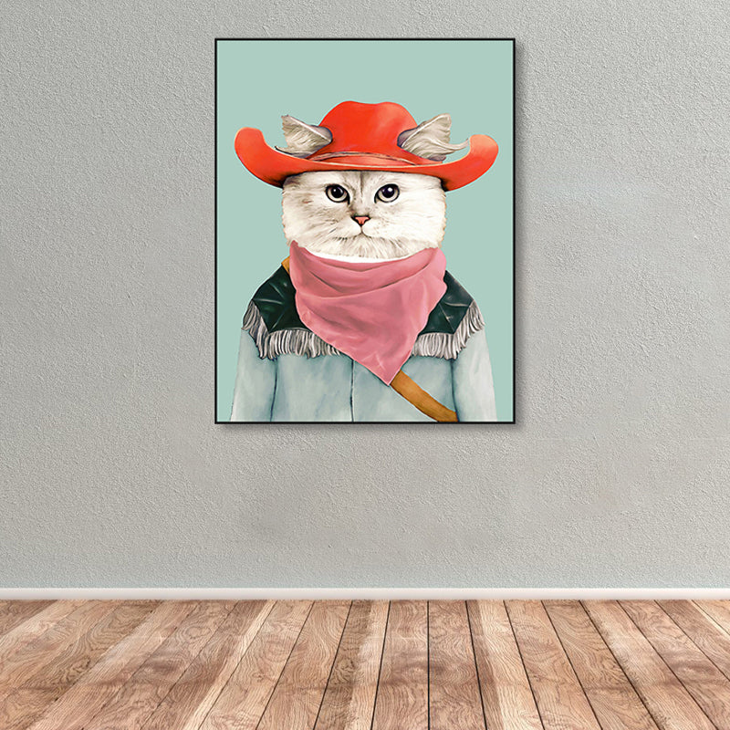 Personified Animal Canvas Children's Art Creature Painting in Light Color for Guest Room Clearhalo 'Art Gallery' 'Canvas Art' 'Kids' Arts' 1860958