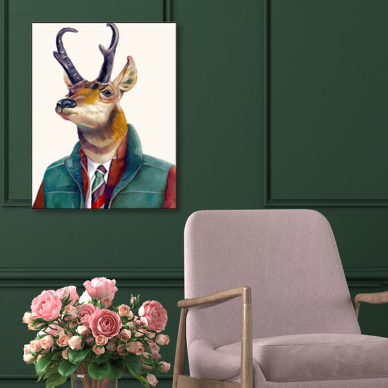 Personified Animal Canvas Children's Art Creature Painting in Light Color for Guest Room Camel Clearhalo 'Art Gallery' 'Canvas Art' 'Kids' Arts' 1860964