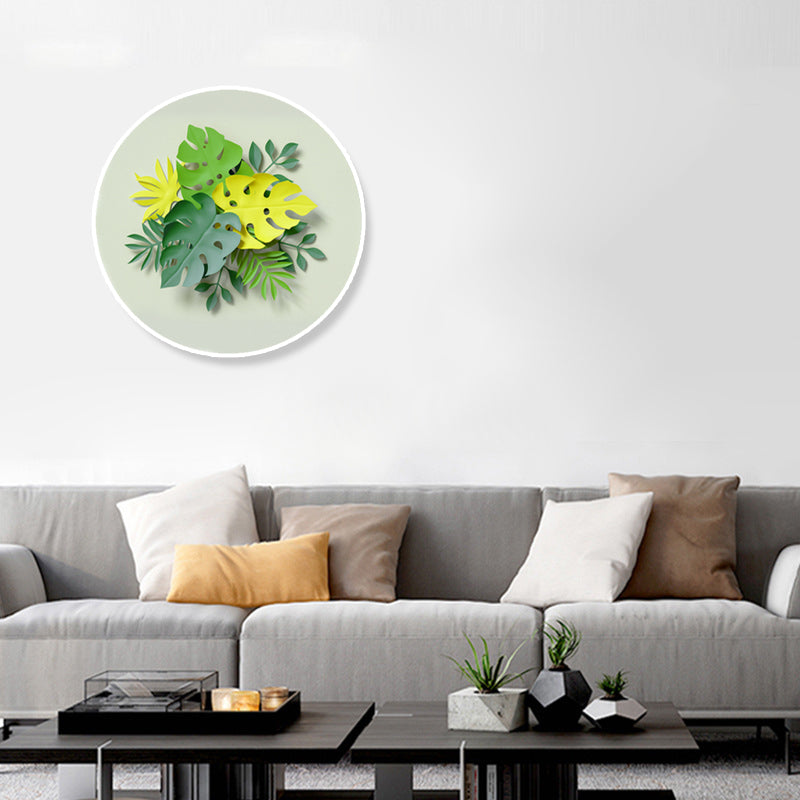 Pastel Color Leaves Wall Decor Botany Nordic Textured Canvas Print for Living Room Clearhalo 'Arts' 'Canvas Art' 1861040