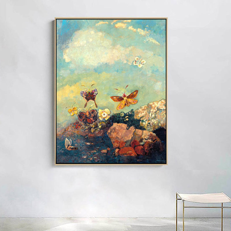 Brown Flying Butterflies Wall Art Animal Impressionism Textured Canvas Print for Lobby Brown Clearhalo 'Arts' 'Canvas Art' 1861101