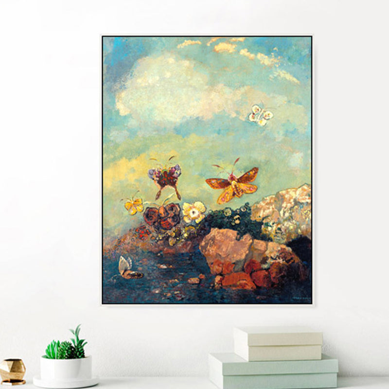 Brown Flying Butterflies Wall Art Animal Impressionism Textured Canvas Print for Lobby Clearhalo 'Arts' 'Canvas Art' 1861102