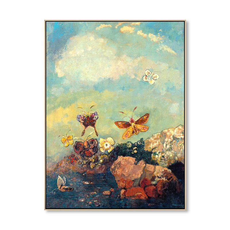 Brown Flying Butterflies Wall Art Animal Impressionism Textured Canvas Print for Lobby Clearhalo 'Arts' 'Canvas Art' 1861104