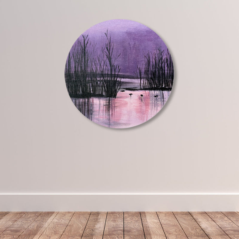 Nightfall Nature Scenery Painting Pastel Color Canvas Print Wall Art for House Decor Clearhalo 'Art Gallery' 'Canvas Art' 'Country Art Gallery' 'French Country' 'Rustic' Arts' 1861119