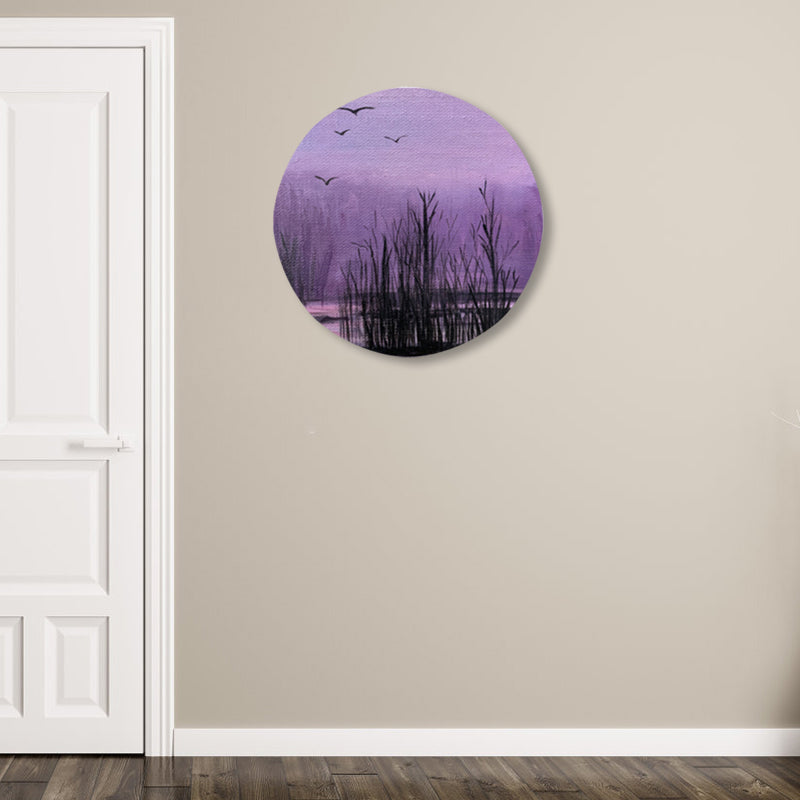 Nightfall Nature Scenery Painting Pastel Color Canvas Print Wall Art for House Decor Dark Purple Clearhalo 'Art Gallery' 'Canvas Art' 'Country Art Gallery' 'French Country' 'Rustic' Arts' 1861124