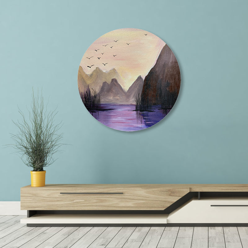 Nightfall Nature Scenery Painting Pastel Color Canvas Print Wall Art for House Decor Clearhalo 'Art Gallery' 'Canvas Art' 'Country Art Gallery' 'French Country' 'Rustic' Arts' 1861130
