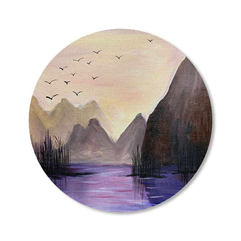 Nightfall Nature Scenery Painting Pastel Color Canvas Print Wall Art for House Decor Clearhalo 'Art Gallery' 'Canvas Art' 'Country Art Gallery' 'French Country' 'Rustic' Arts' 1861131
