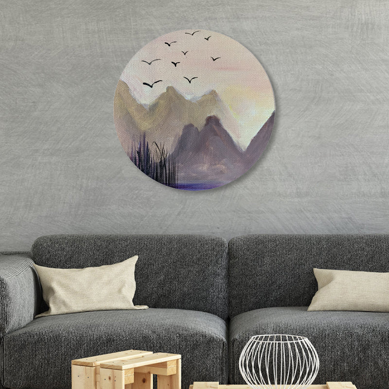 Nightfall Nature Scenery Painting Pastel Color Canvas Print Wall Art for House Decor Clearhalo 'Art Gallery' 'Canvas Art' 'Country Art Gallery' 'French Country' 'Rustic' Arts' 1861134