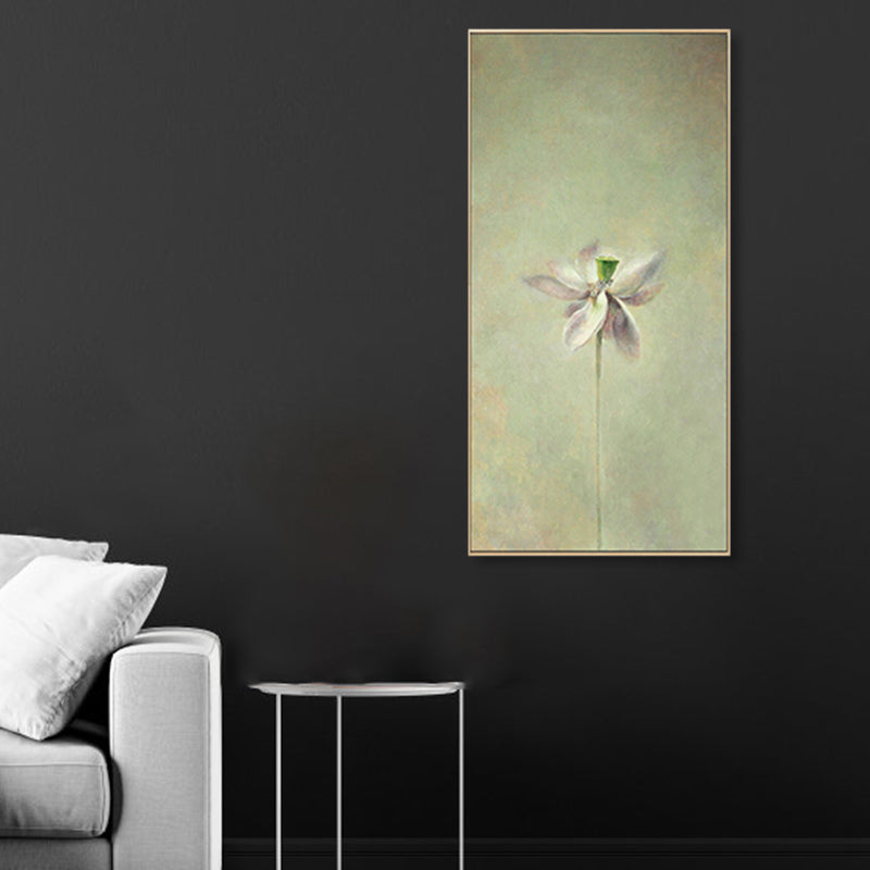 Rural Still Life Lotus Painting Soft Color Textured Canvas Wall Art for Guest Room Purple Clearhalo 'Art Gallery' 'Canvas Art' 'Country Art Gallery' 'French Country' 'Rustic' Arts' 1861138