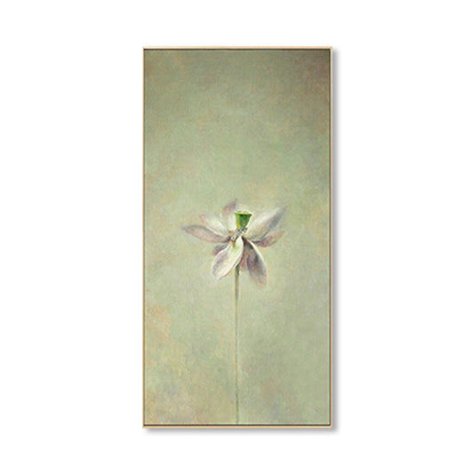 Rural Still Life Lotus Painting Soft Color Textured Canvas Wall Art for Guest Room Clearhalo 'Art Gallery' 'Canvas Art' 'Country Art Gallery' 'French Country' 'Rustic' Arts' 1861139