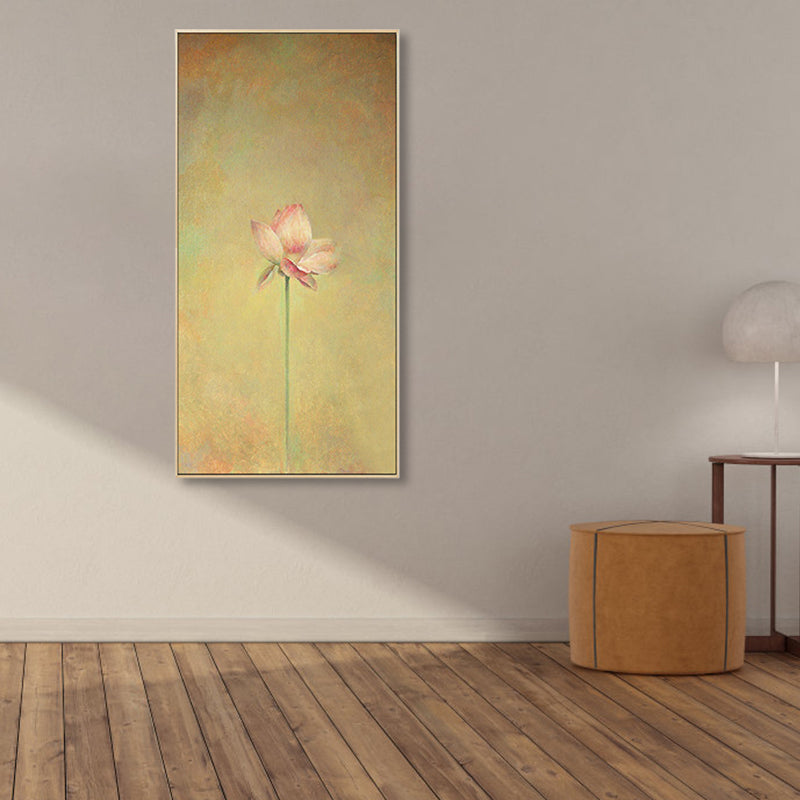 Rural Still Life Lotus Painting Soft Color Textured Canvas Wall Art for Guest Room Clearhalo 'Art Gallery' 'Canvas Art' 'Country Art Gallery' 'French Country' 'Rustic' Arts' 1861148