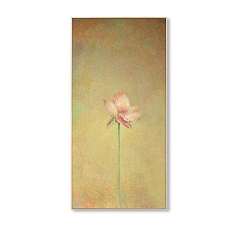 Rural Still Life Lotus Painting Soft Color Textured Canvas Wall Art for Guest Room Clearhalo 'Art Gallery' 'Canvas Art' 'Country Art Gallery' 'French Country' 'Rustic' Arts' 1861150