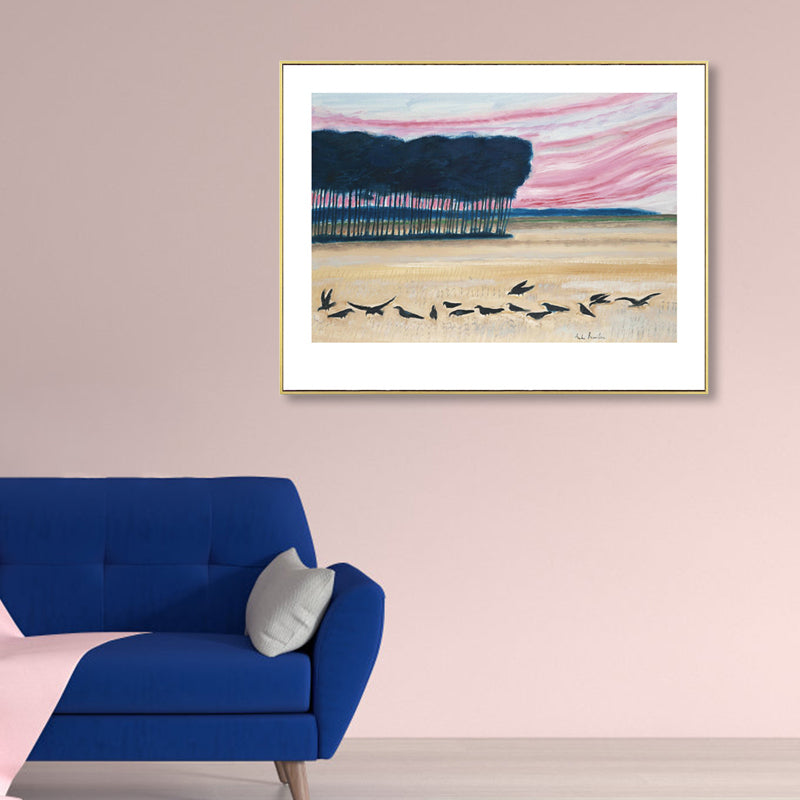 Horses Wall Art Decor Impressionism Beautiful Landscape Canvas Print in Light Color Clearhalo 'Arts' 'Canvas Art' 1861152