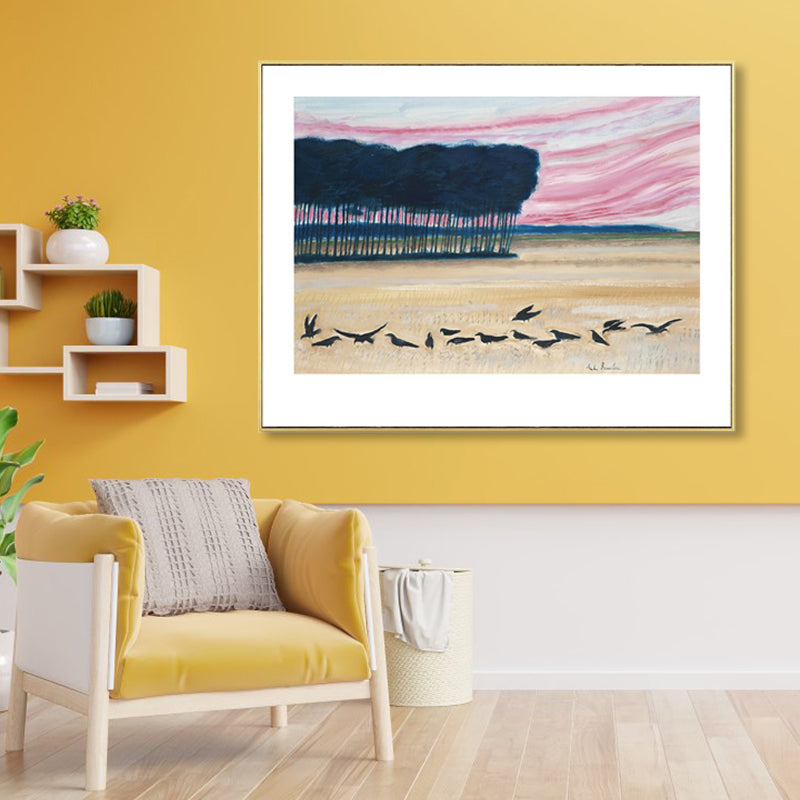 Horses Wall Art Decor Impressionism Beautiful Landscape Canvas Print in Light Color Clearhalo 'Arts' 'Canvas Art' 1861153