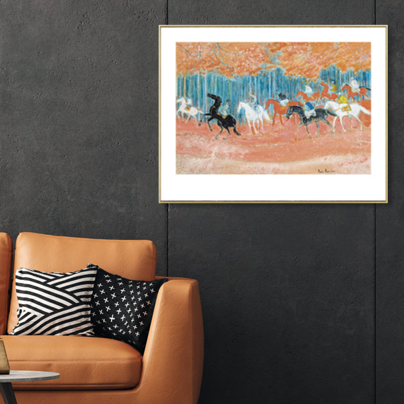 Horses Wall Art Decor Impressionism Beautiful Landscape Canvas Print in Light Color Clearhalo 'Arts' 'Canvas Art' 1861163