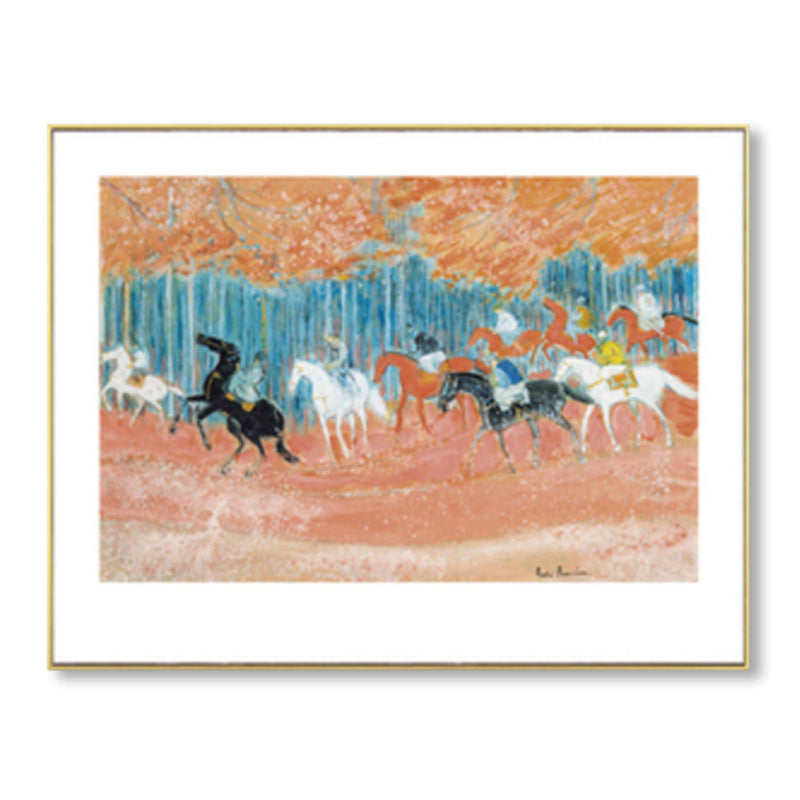 Horses Wall Art Decor Impressionism Beautiful Landscape Canvas Print in Light Color
