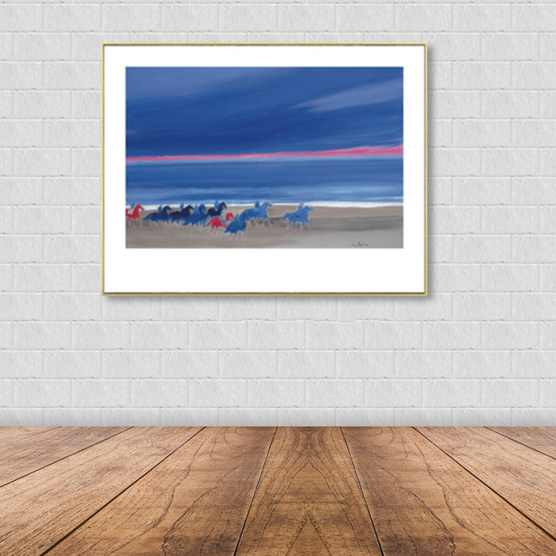 Horses Wall Art Decor Impressionism Beautiful Landscape Canvas Print in Light Color Dark Blue Clearhalo 'Arts' 'Canvas Art' 1861170