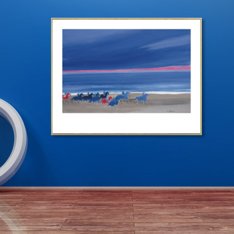 Horses Wall Art Decor Impressionism Beautiful Landscape Canvas Print in Light Color Clearhalo 'Arts' 'Canvas Art' 1861171