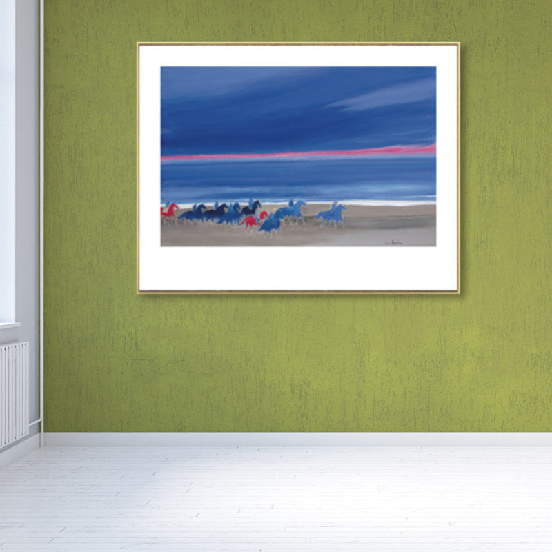 Paarden muur kunst decor impressionisme prachtig landschap canvas print in lichte kleur