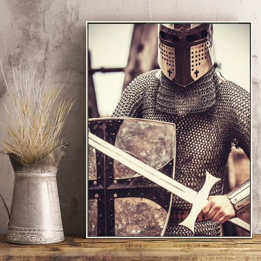 Brown Warrior Wall Decor Figure Contemporary Textured Canvas Print for Living Room Brown Clearhalo 'Art Gallery' 'Canvas Art' 'Contemporary Art Gallery' 'Modern' Arts' 1861196