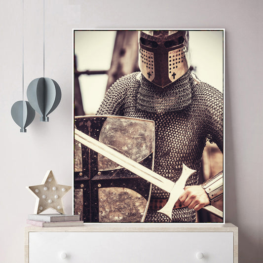 Brown Warrior Wall Decor Figure Contemporary Textured Canvas Print for Living Room Clearhalo 'Art Gallery' 'Canvas Art' 'Contemporary Art Gallery' 'Modern' Arts' 1861197