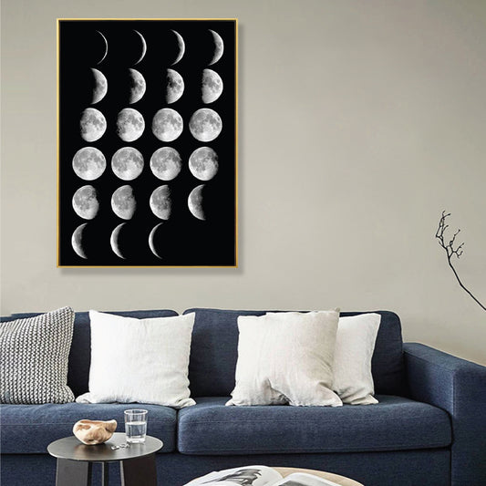 Kids Astronomy Lunar Eclipse Canvas Print Black Textured Wall Art Decor for Bedroom Clearhalo 'Art Gallery' 'Canvas Art' 'Kids' Arts' 1861206