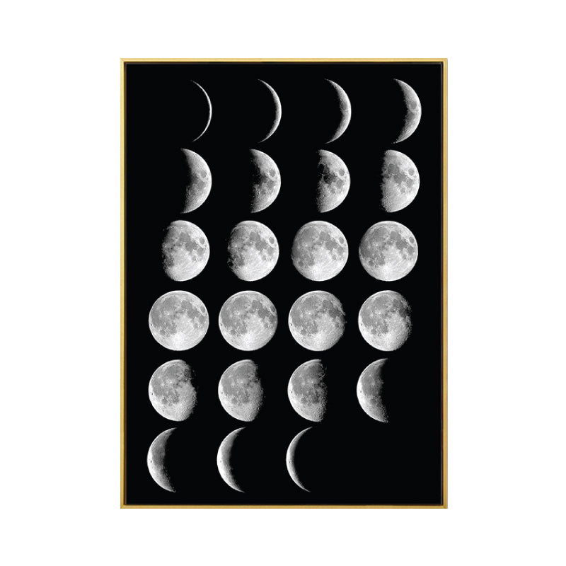Kids Astronomy Lunar Eclipse Canvas Print Black Textured Wall Art Decor for Bedroom Clearhalo 'Art Gallery' 'Canvas Art' 'Kids' Arts' 1861207
