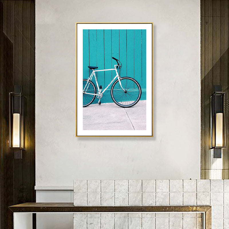 Textured Photo Bicycle Art Print Canvas Contemporary Wall Decor for Boys Bedroom Blue Clearhalo 'Art Gallery' 'Canvas Art' 'Contemporary Art Gallery' 'Modern' Arts' 1861227